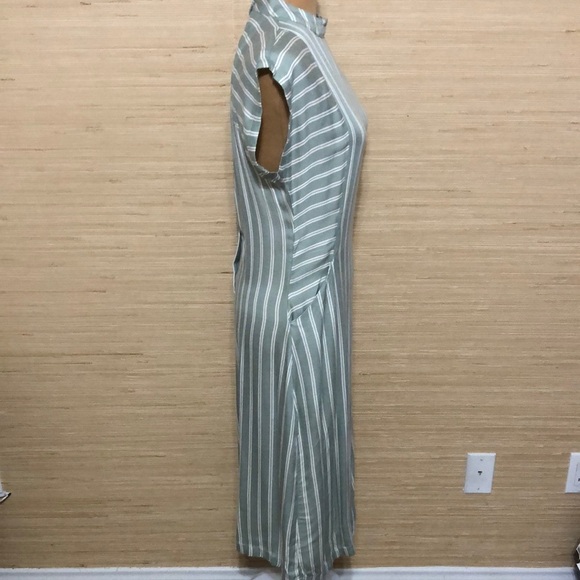 RVCA Nouveau Striped Mint Green Open Back Viscose Midi Dress Size Small - Picture 6 of 16